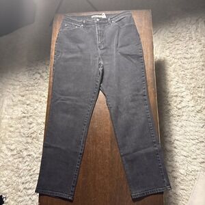 Faded Glory Womens Jeans Size 16 AVG Black Straight Leg Stretch Denim High Rise